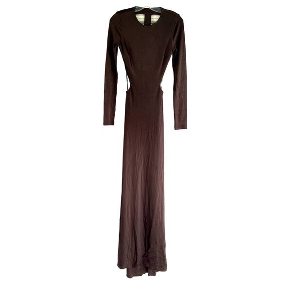 Et Ochs Reagan Racerback Long Sleeve Jersey Gown 4 Brown Dress - Picture 2 of 12